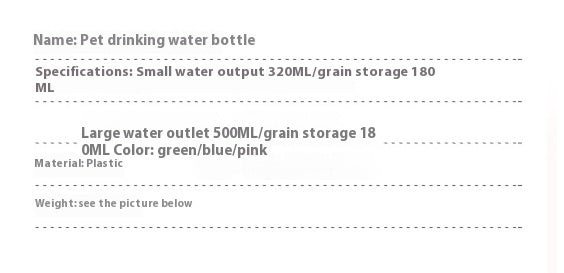 Portable Dog Water Bottle With Food Storage